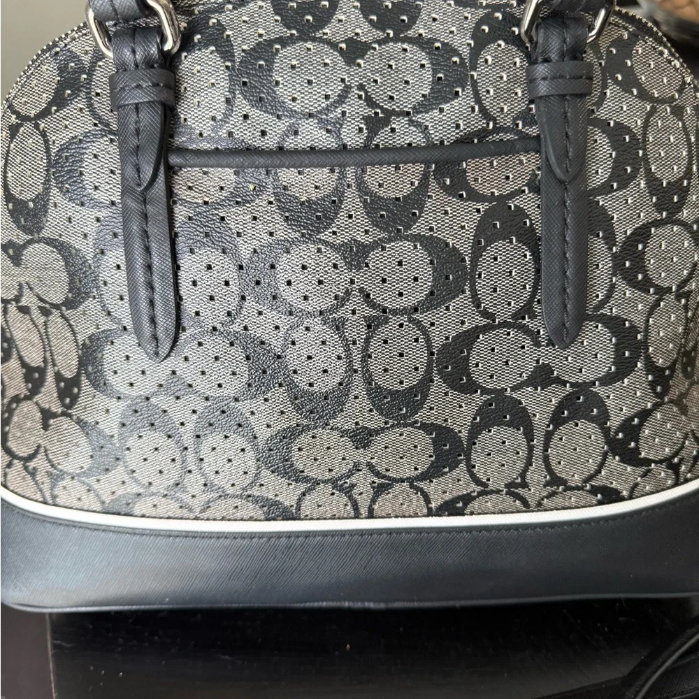 Coach Black and Gray Signature Dome Satchel with Contrast Trim